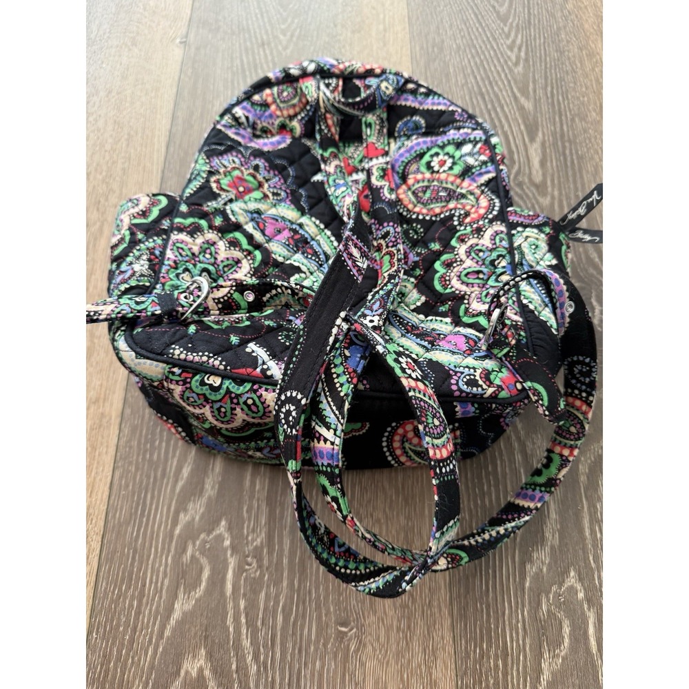 Vera Bradley Kiev Paisley Black Small Backpack Student Bag Heritage Preppy‎ - Picture 3 of 8